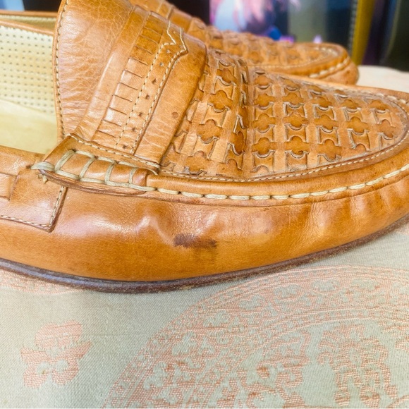 FREEMAN Tan Woven Leather Slip-On Loafers Men SZ 13 - Picture 9 of 16